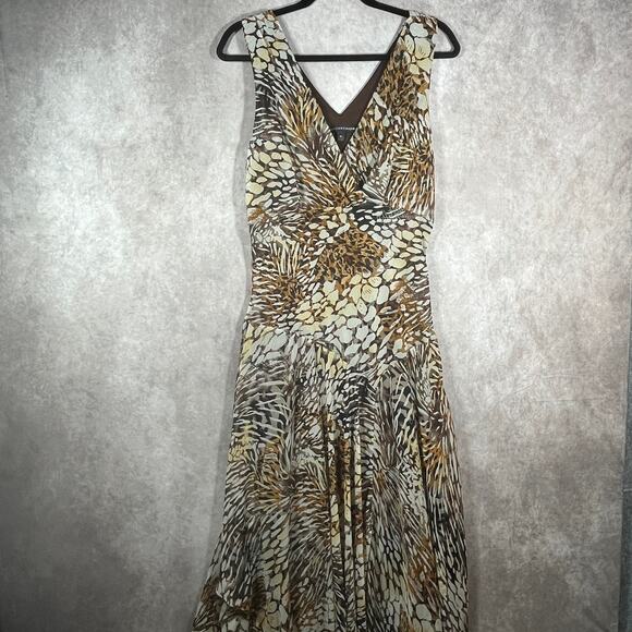 Chris McLaughlin Dress Womens 14 Brown Leopard Print Sleeveless Whimsigoth Fairy - Picture 1 of 10
